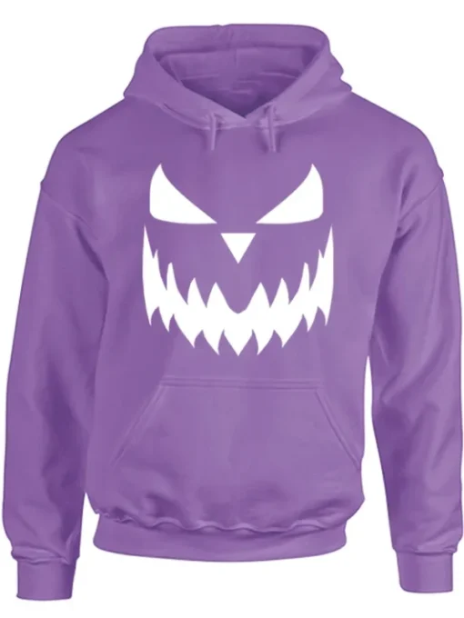 Halloween Pumpkin Light Purple Face Hoodie