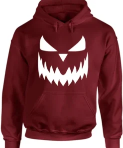 Halloween Pumpkin Maroon Face Hoodie
