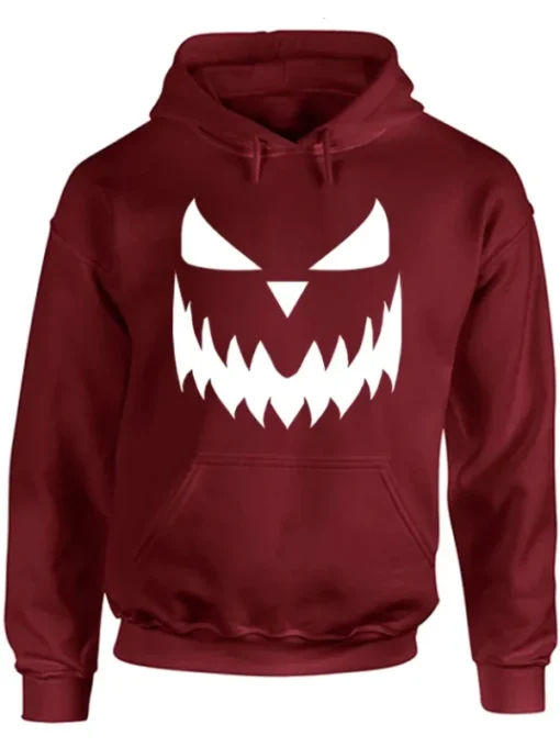 Halloween Pumpkin Maroon Face Hoodie