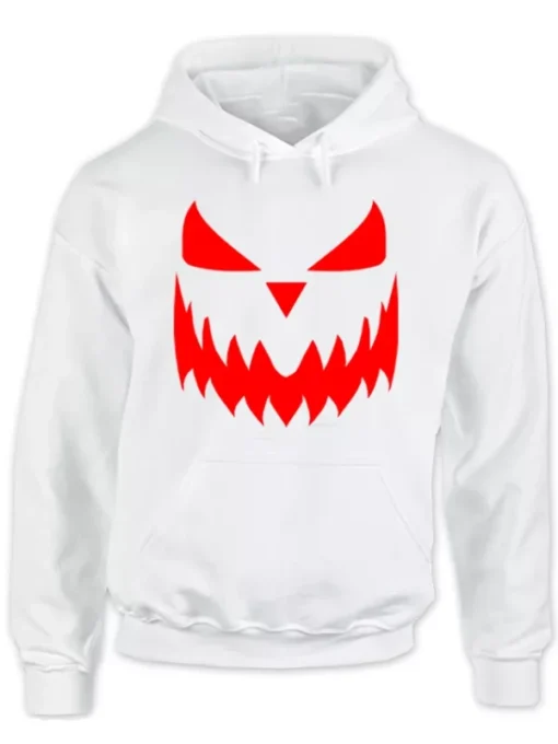 Halloween Pumpkin White Face Hoodie