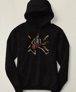 Halloween Skeleton Playing Guitar Hoodie