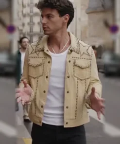 Kevin Dias Emily In Paris Benoît Yellow Studded Jacket