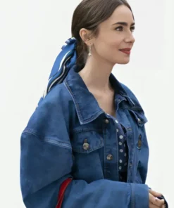 Lily Collins Emily In Paris S4 Blue Jeans Jacket