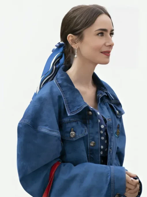 Lily Collins Emily In Paris S4 Blue Jeans Jacket