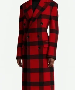 Lily Collins Emily In Paris S4 Wool Plaid Coat