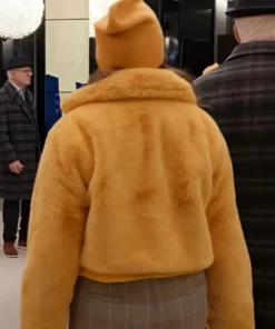 Murders In The Building S4 Selena Gomez Yellow Fur Jacket