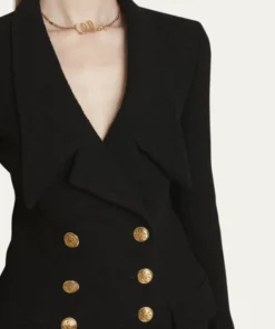 Press Junket Lily Collins Black 2024 Blazer
