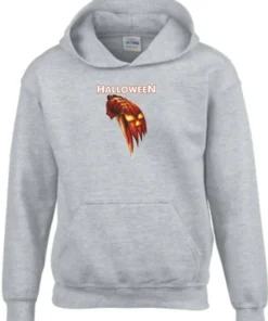 Trendy Halloween Scary Grey Hoodie