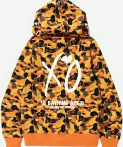 BAPE x XO Shark Pullover Hoodie Orange Back