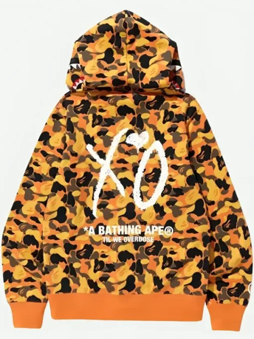 BAPE x XO Shark Pullover Hoodie Orange Back