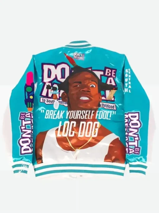 Dont Be a Menace Blue Varsity Jacket Back