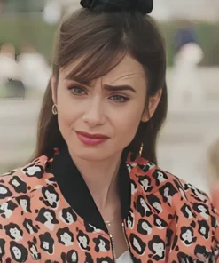 Emily In Paris Lily Collins Orange Bomber Jacket