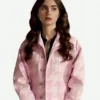 Emily In Paris Lily Collins Pink Hounds Tooth Jacket