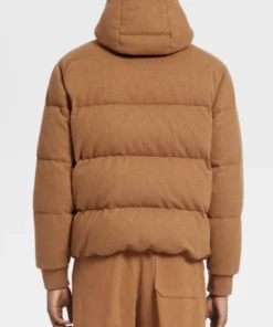 Lucas Bravo Emily In Paris Season 4 Gabriel Hooded Brown Puffer Jacket