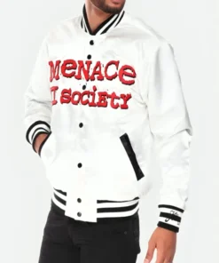 Menace To Society White Varsity Jacket