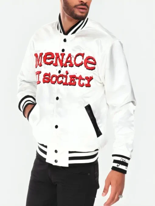 Menace To Society White Varsity Jacket