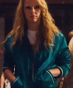 Mia Goth Varsity Jacket Back