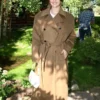 Selena Gomez Nicola Oversized Camel Brown Trench Coat