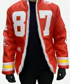 Travis Kelce Red Puffer Jacket