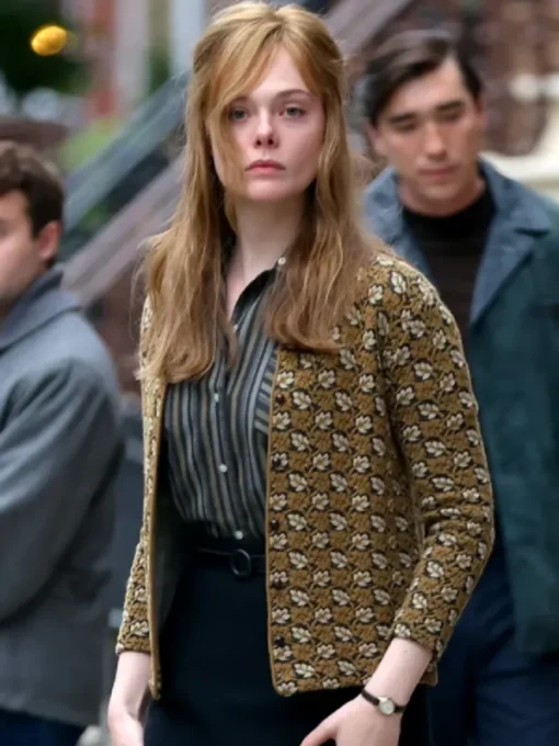 A Complete Unknown Elle Fanning Printed Cardigan Coat