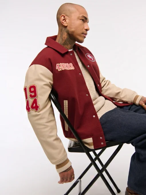 Abercrombie Fitch San Francisco 49ers Varsity Bomber Jacket