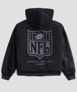 Abercrombie NFL Winterized Hooded Black Bomber Jacket