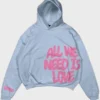 All We Need Is Love Blue Oversized Hoodie