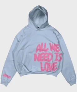 All We Need Is Love Blue Oversized Hoodie