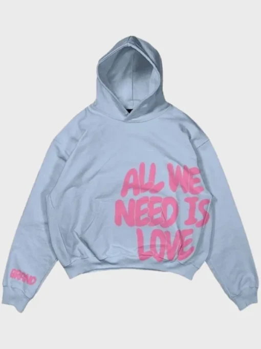 All We Need Is Love Blue Oversized Hoodie