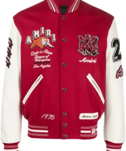 Amiri Logo Patch Varsity Jacket Red