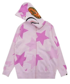 Bape Pink Star Shark Pullover Hoodie