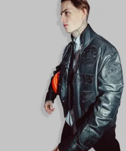 Black Leather BRABUS x Jeff Hamilton Jacket