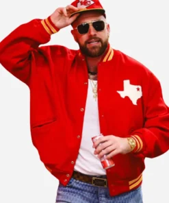 Dallas Texans Travis Kelce Red Varsity Jacket