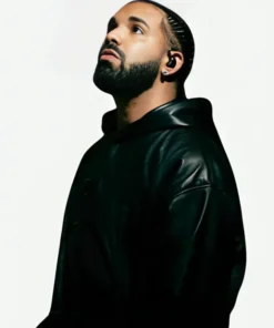 Drake OVO Black Leather Hoodie