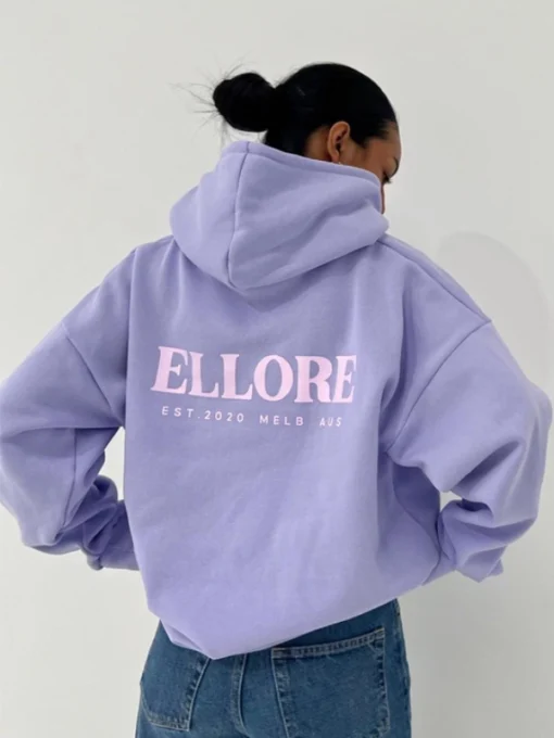 Ellore Purple Boxy Oversized Hoodie