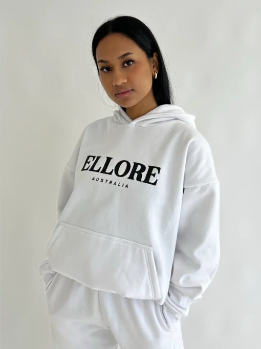 Ellore White Boxy Oversized Hoodie