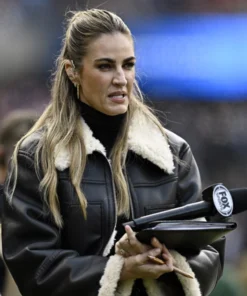 Erin Andrews Leather Shearling Jacket Black