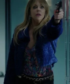 High Potential SO1 2024 Morgan Gillory Kaitlin Olson Blue Fur Jacket