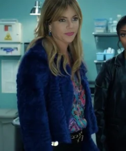 High Potential SO1 Morgan Gillory Kaitlin Olson Blue Fur Jacket