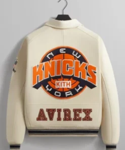 Kith Avirex New York Knicks Icon Bomber Leather Jacket