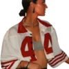 Kyle Juszczyk Wife 44 Red and White Cropped Jacket