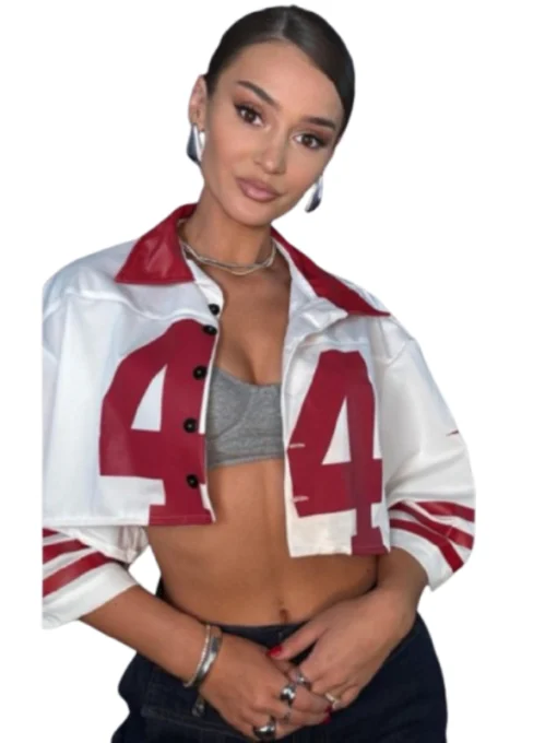 Kyle Juszczyk Wife 44 White Cropped Jacket