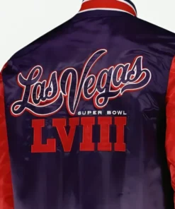 Las Vegas Super Bowl LVIII Purple Jacket Back Closeup