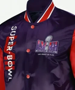 Las Vegas Super Bowl LVIII Purple Jacket front Closeup