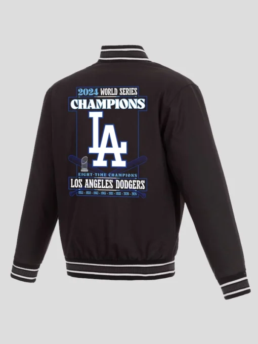 Los Angeles Dodgers 8 Time World Series Champions Poly Twill Black Jacket