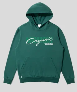 Midnight Organic Puff Print Hoodie Green