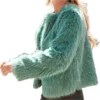 Morgan Gillory Kaitlin Olson Teal Fur Jacket