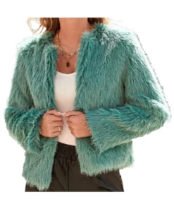 Morgan Gillory Teal Fur Jacket