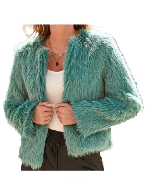 Morgan Gillory Teal Fur Jacket