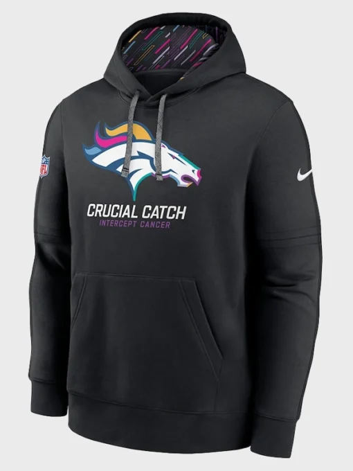 NFL 2024 Denver Broncos Nike Black Crucial Catch Club Pullover Hoodie